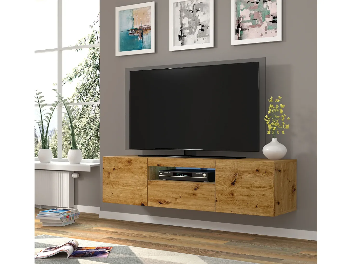 Móvel TV 3 portas Aurus madeira 150cm