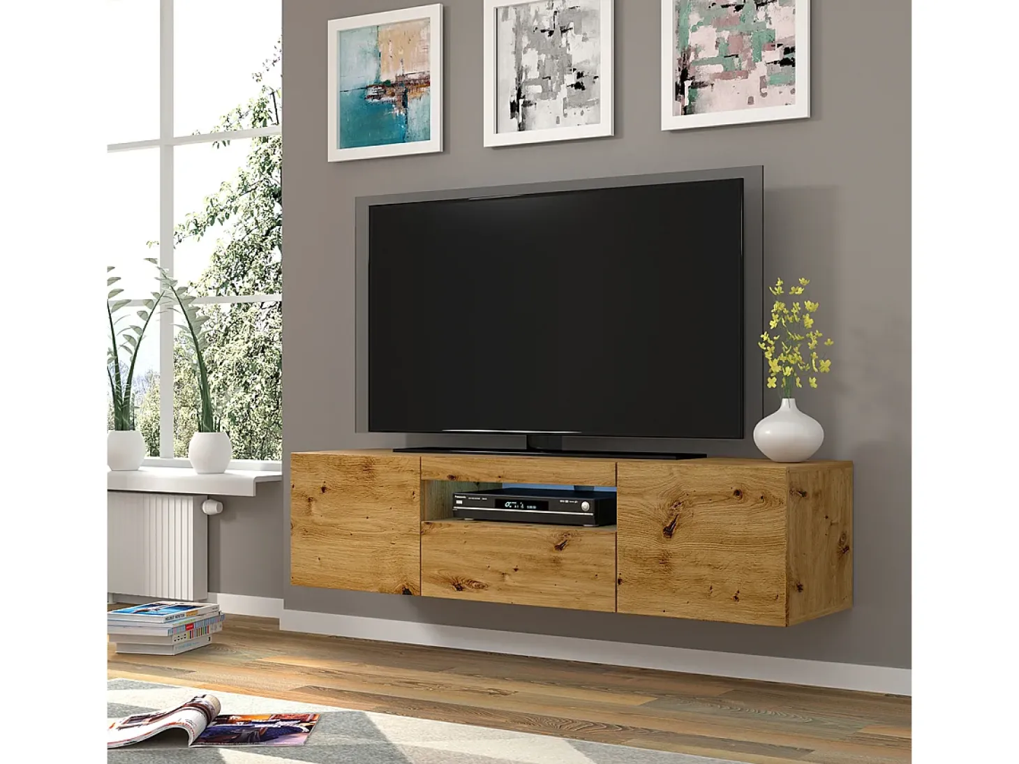 Móvel TV 3 portas Aurus madeira 150cm