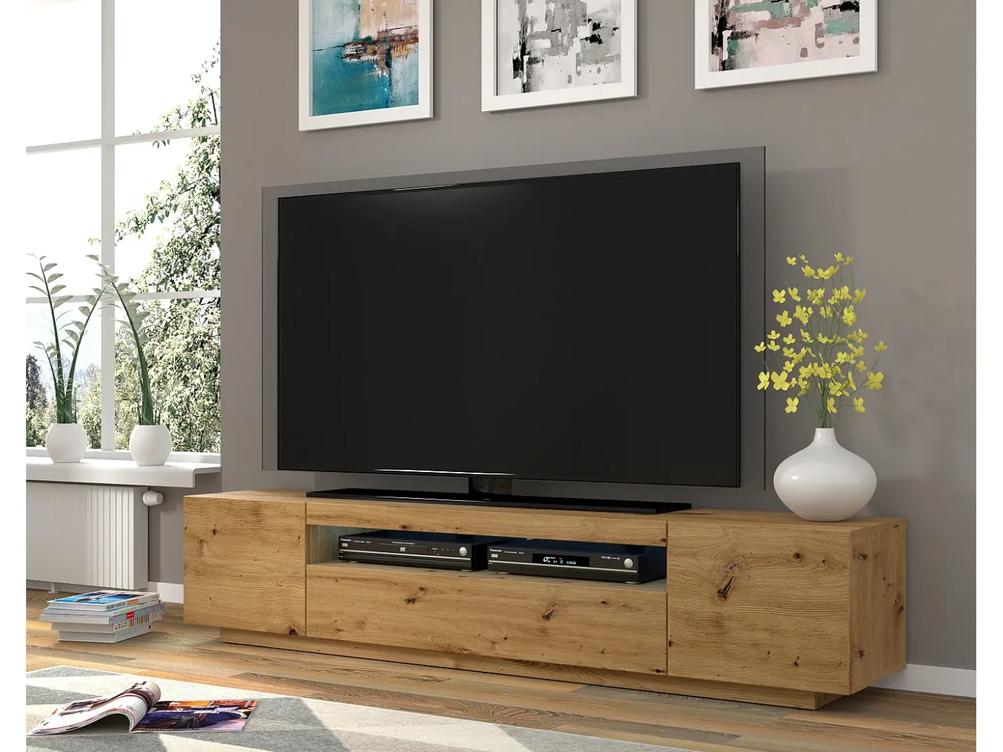 Móvel TV 3 portas Aurus madeira 200cm