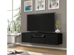 Móvel TV 3 portas Aurus preto 150cm