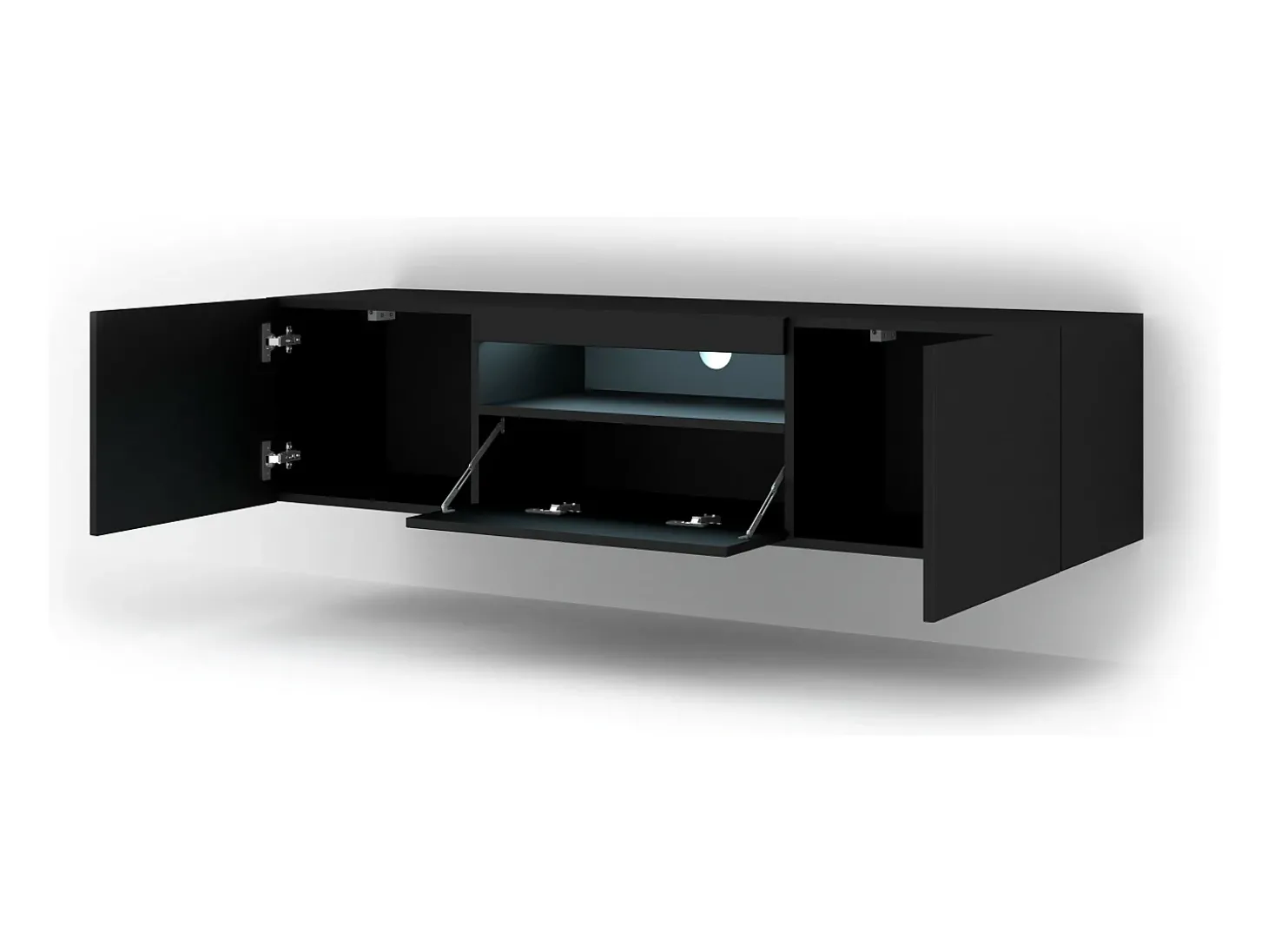 Móvel TV 3 portas Aurus preto 150cm