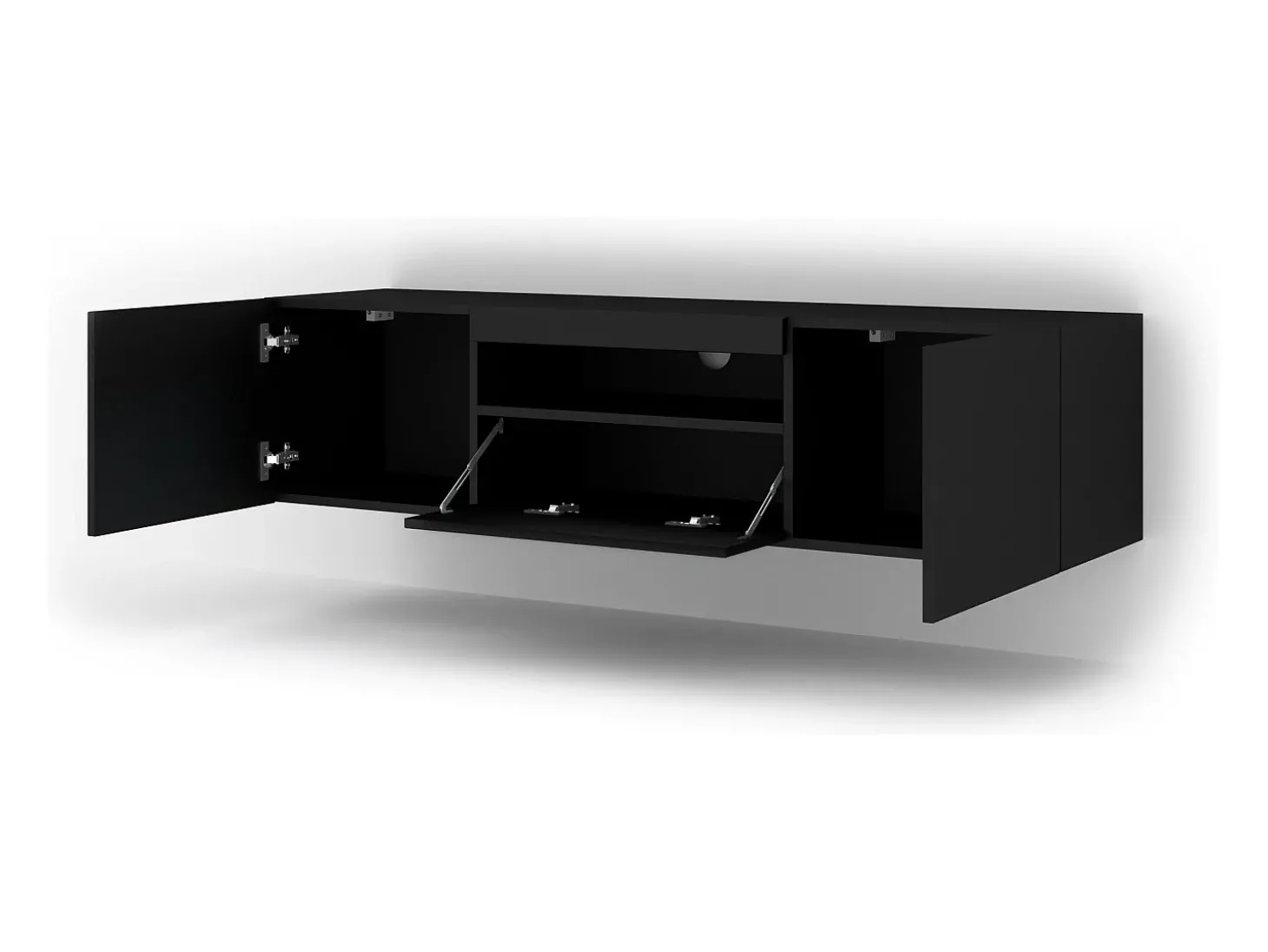 Móvel TV 3 portas Aurus preto 150cm