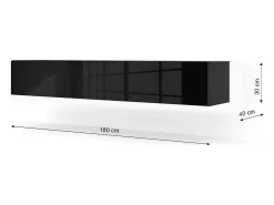 Móvel TV 2 portas Bali carroçaria em preto mate e frentes em preto brilhante 180cm