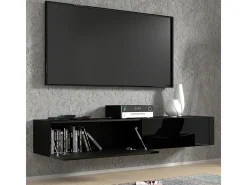 Móvel TV 2 portas Bali carroçaria em preto mate e frentes em preto brilhante 180cm