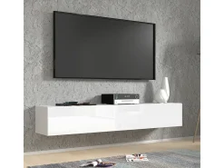 Móvel TV 2 portas Bali carroçaria em branco mate e frentes em branco brilhante 180cm