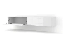 Móvel TV 2 portas Bali carroçaria em branco mate e frentes em branco brilhante 180cm