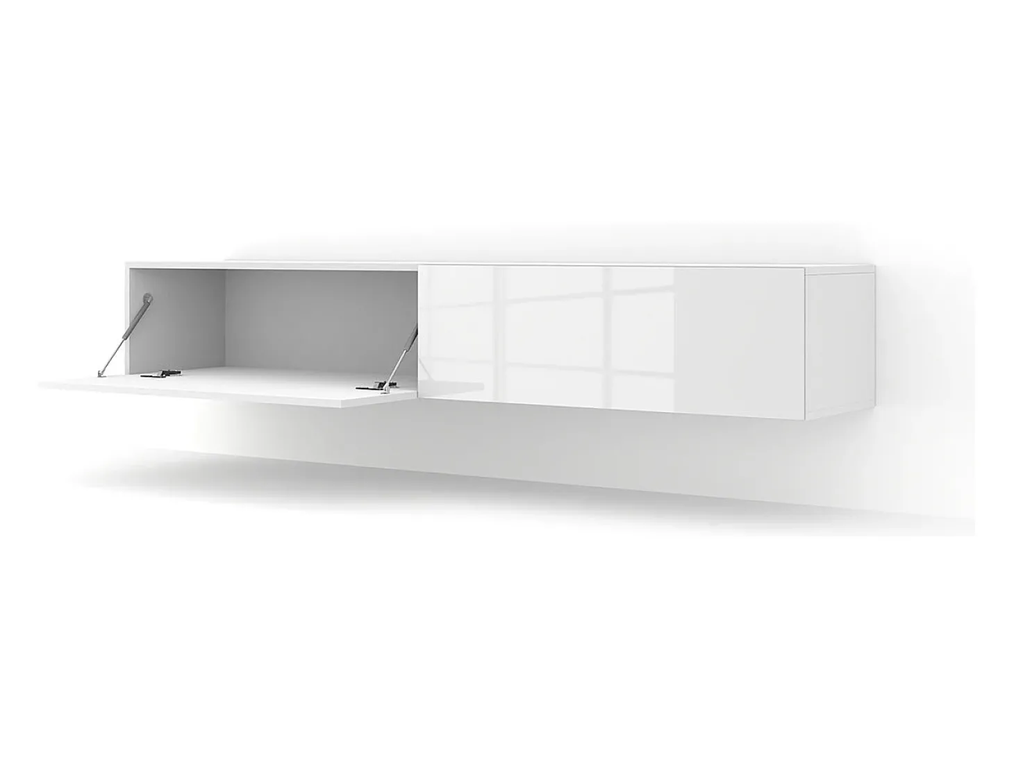 Móvel TV 2 portas Bali carroçaria em branco mate e frentes em branco brilhante 180cm