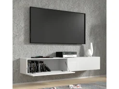 Móvel TV 2 portas Bali carroçaria em branco mate e frentes em branco brilhante 180cm