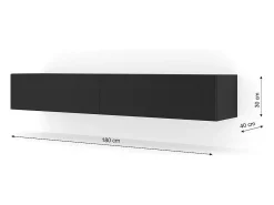 Móvel TV 2 portas Bali preto mate 180cm