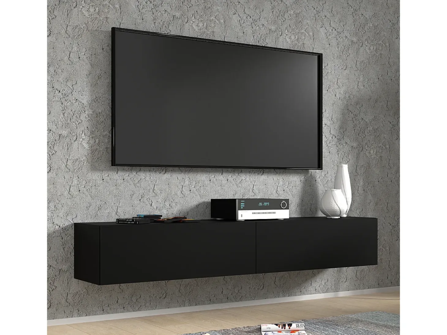 Móvel TV 2 portas Bali preto mate 180cm