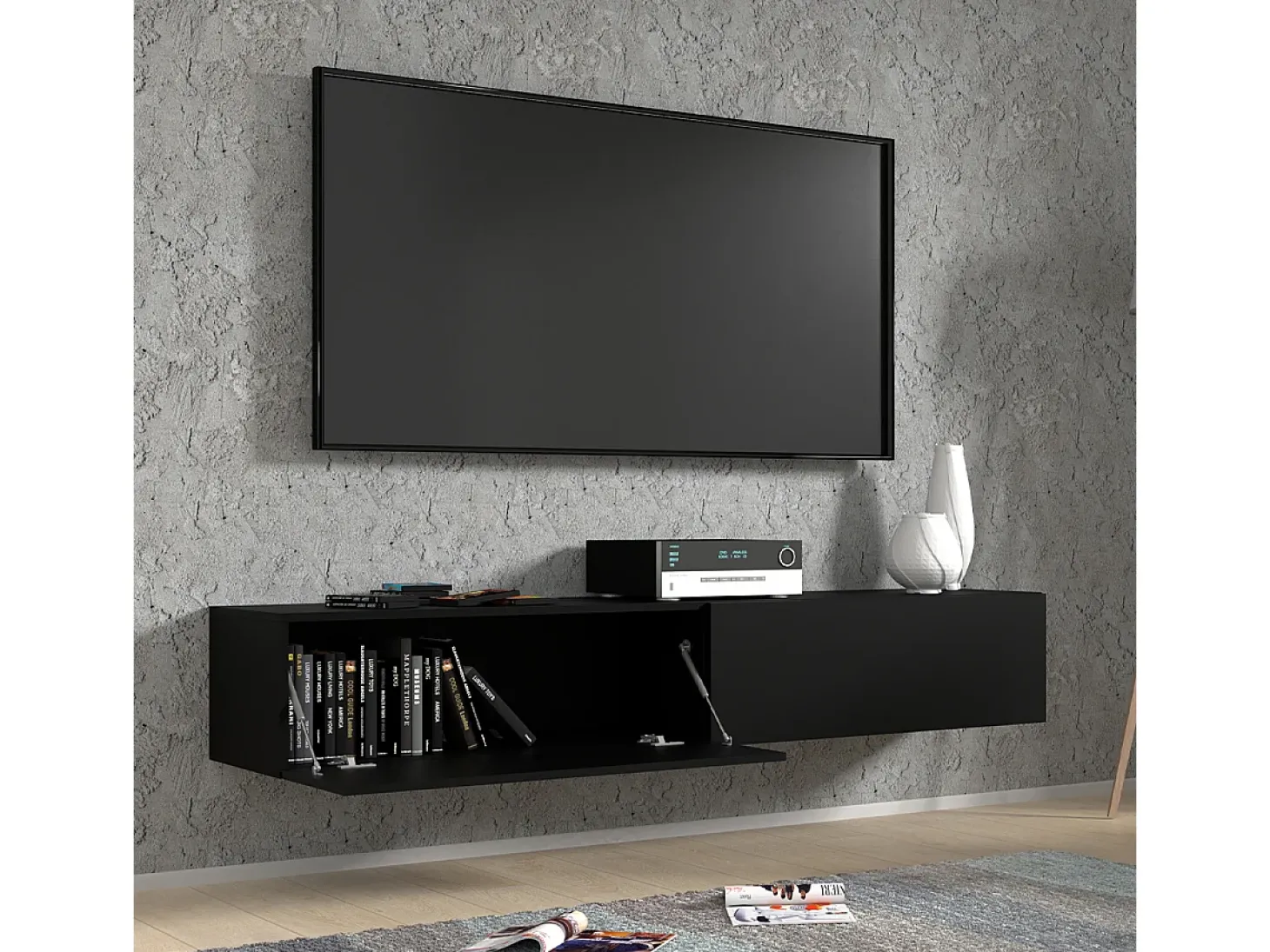 Móvel TV 2 portas Bali preto mate 180cm