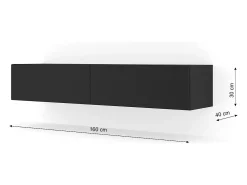 Móvel TV 2 portas Bali preto mate 160cm
