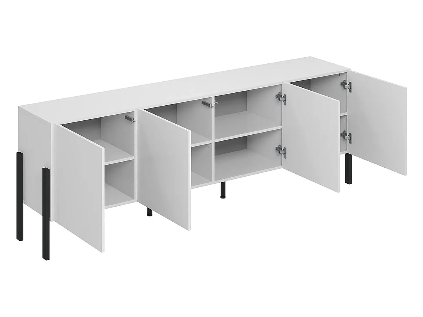 Móvel TV 4 portas Bérénice branco mate e preto 204cm