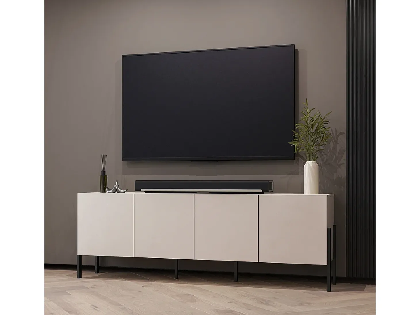 Móvel TV 4 portas Bérénice caxemira e preto 204cm