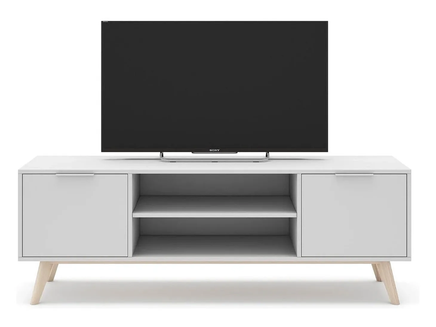Móvel TV 2 portas com prateleiras abertas 140x53 cm