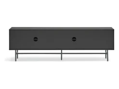 Móvel TV 2 portas e 2 gavetas pé ferro lacado preto 180x56 cm