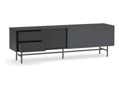 Móvel TV 2 portas e 2 gavetas pé ferro lacado preto 180x56 cm