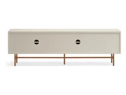 Móvel TV 2 portas e 2 gavetas pé ferro lacado areia 180x56 cm
