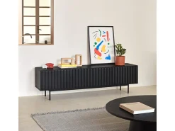 Móvel TV 2 portas e aba preta 180x40 cm