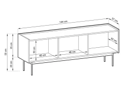 Móvel TV 3 portas em madeira laminada 144x55 cm