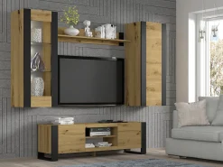 Móvel TV 2 portas Gani madeira e preto mate 158cm