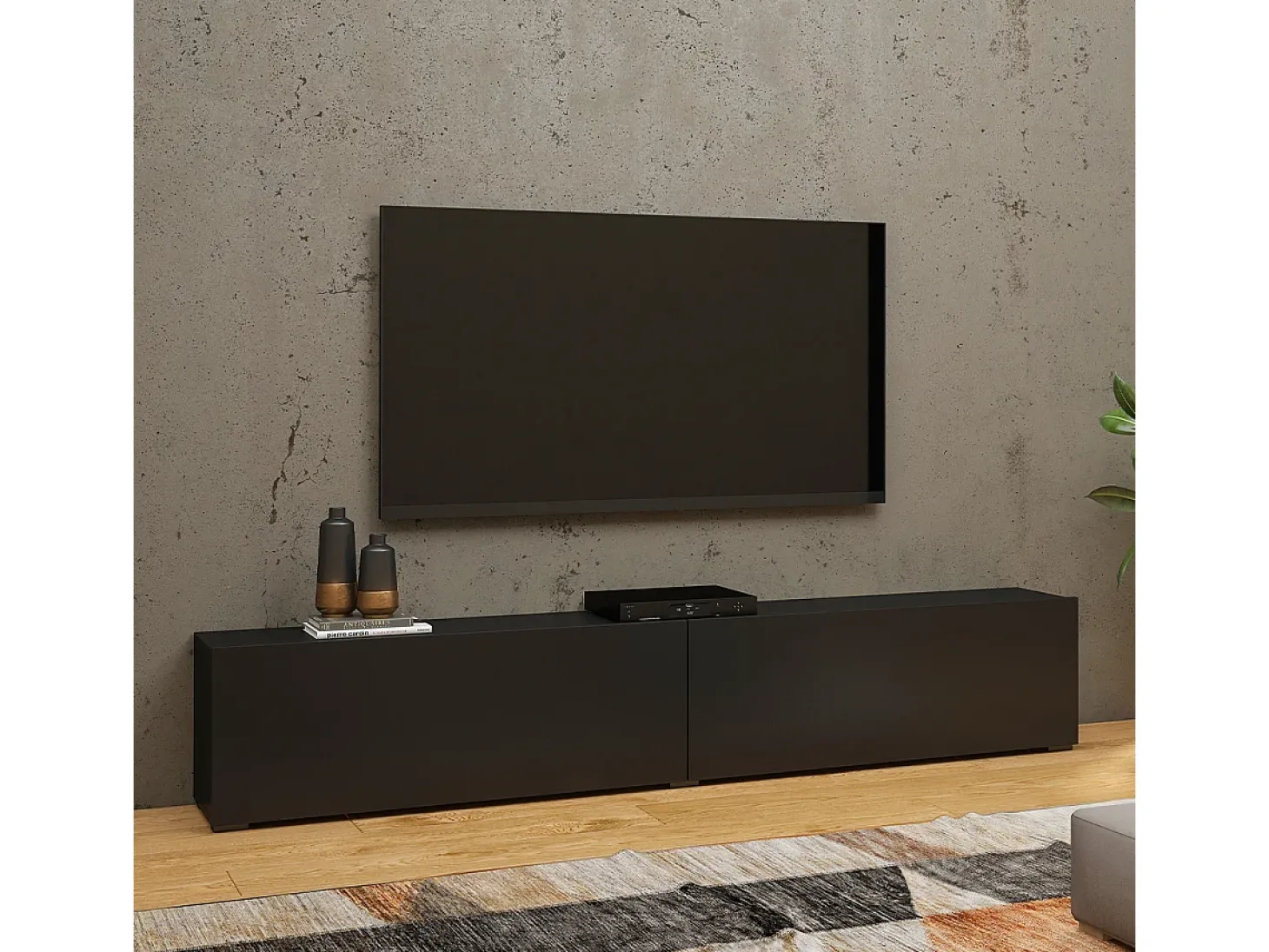 Móvel TV 2 portas Glora preto 180cm