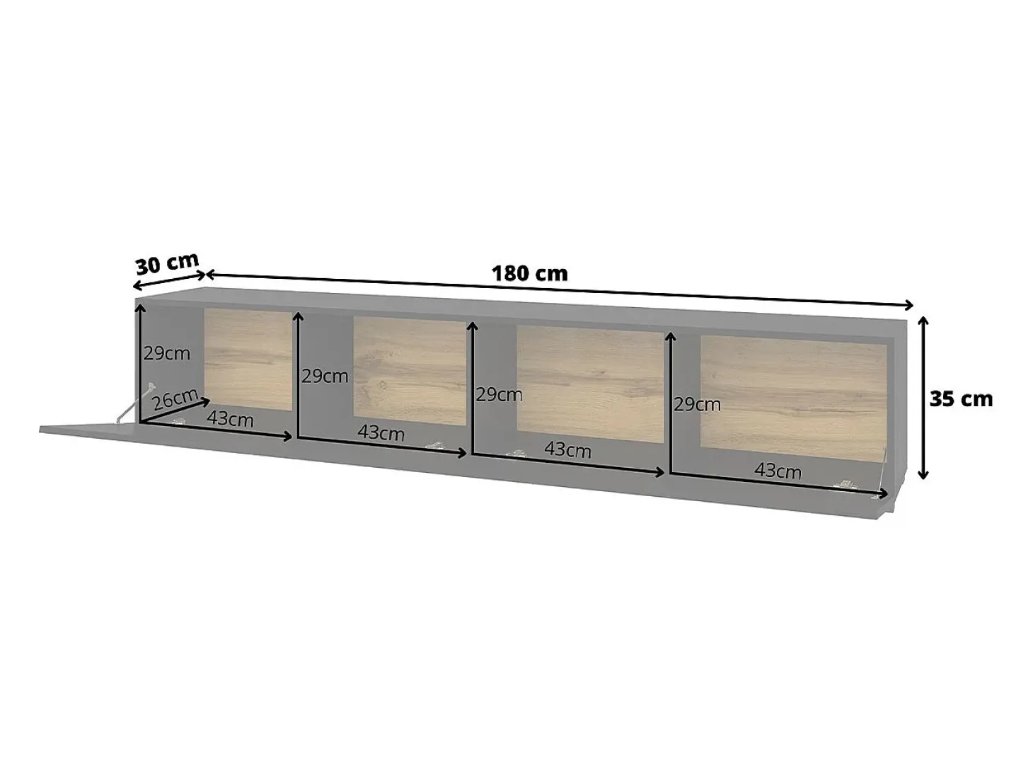 Móvel TV 2 portas Glora preto 180cm