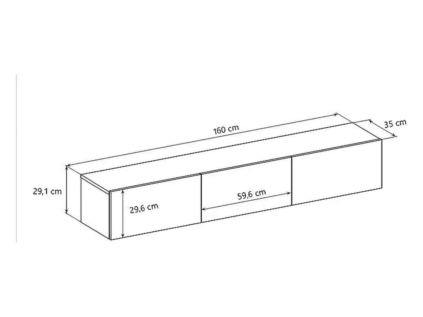 Móvel TV 3 portas Idao branco 160cm