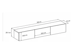 Móvel TV 3 portas Idao madeira clara 160cm