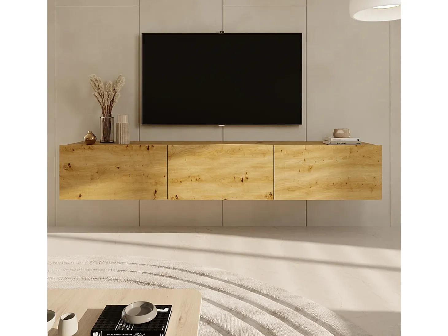 Móvel TV 3 portas Idao madeira clara 160cm