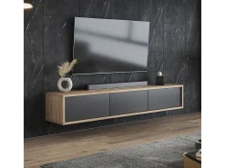 Móvel TV 3 portas Idra cinzento e madeira 180cm