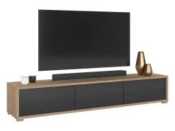Móvel TV 3 portas Idra cinzento e madeira 180cm