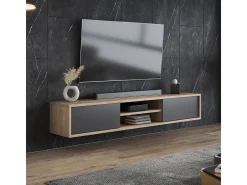 Móvel TV 2 portas Idra cinzento e madeira 180cm