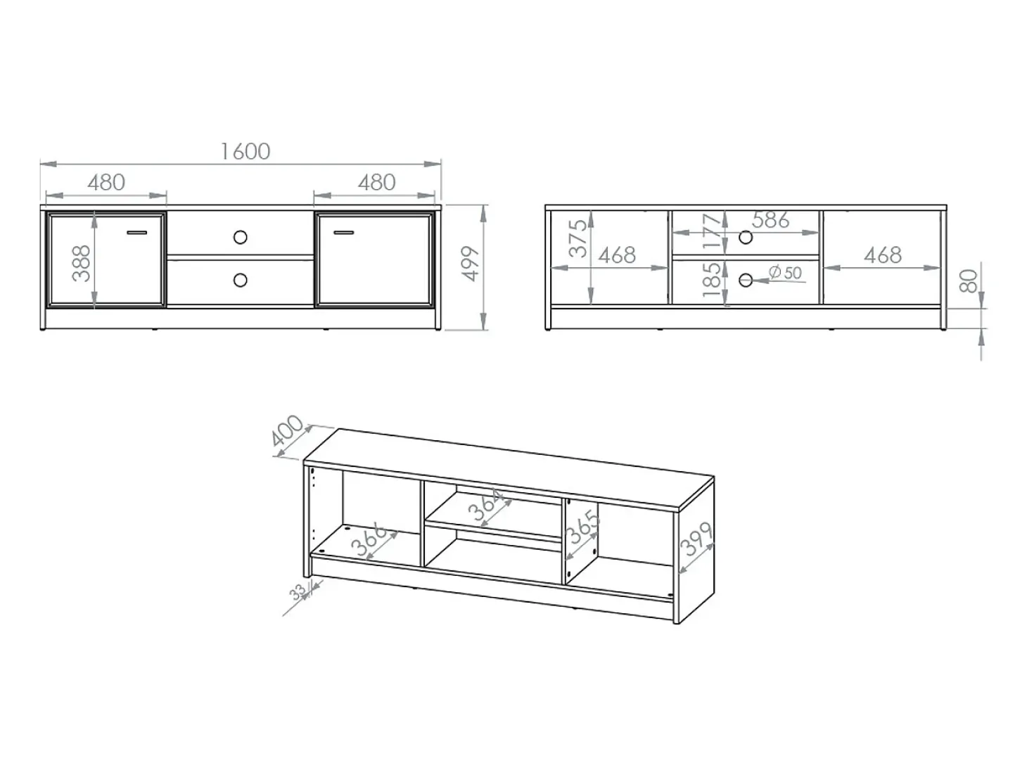 Móvel TV 2 portas Kaius caxemira e madeira escura 160cm