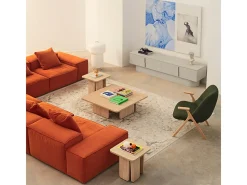 Móvel TV 4 portas lacado areia 200x45 cm