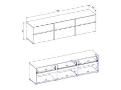 Móvel TV 3 portas Lilia madeira 180cm