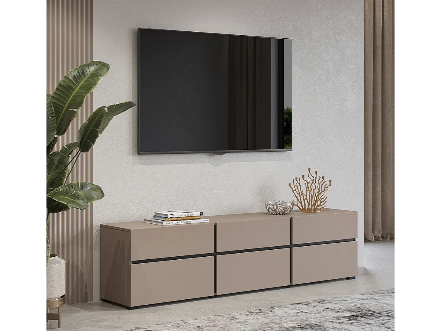 Móvel TV 3 portas Lilia toupeira 180cm