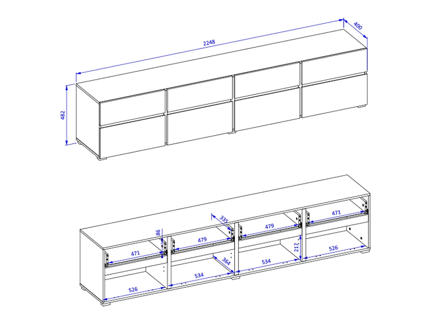 Móvel TV 4 portas Lilia verde 225cm