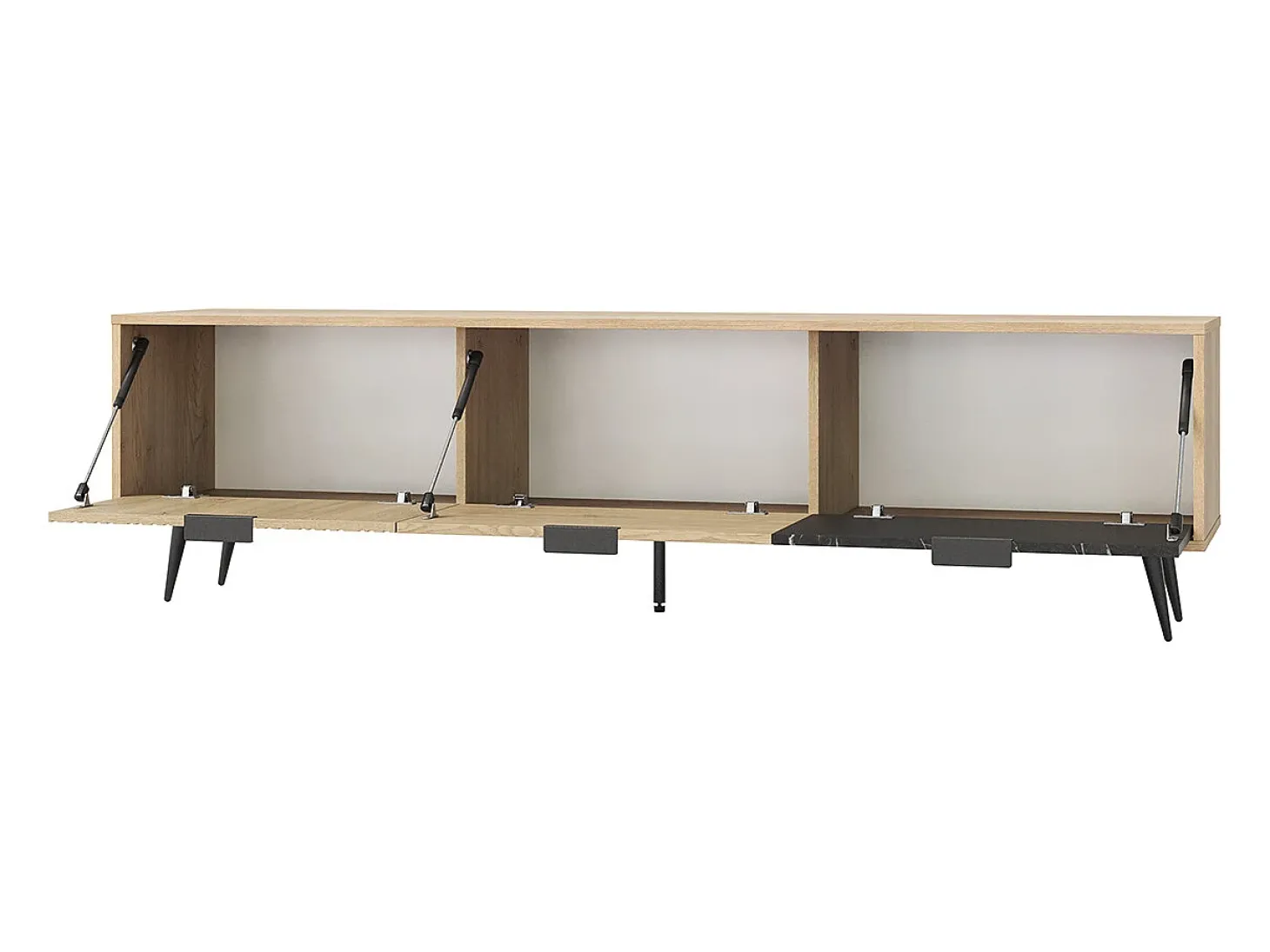 Móvel TV 3 portas Luka madeira e preto 180cm