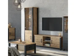 Móvel TV 2 portas Lyam madeira e preto 147cm
