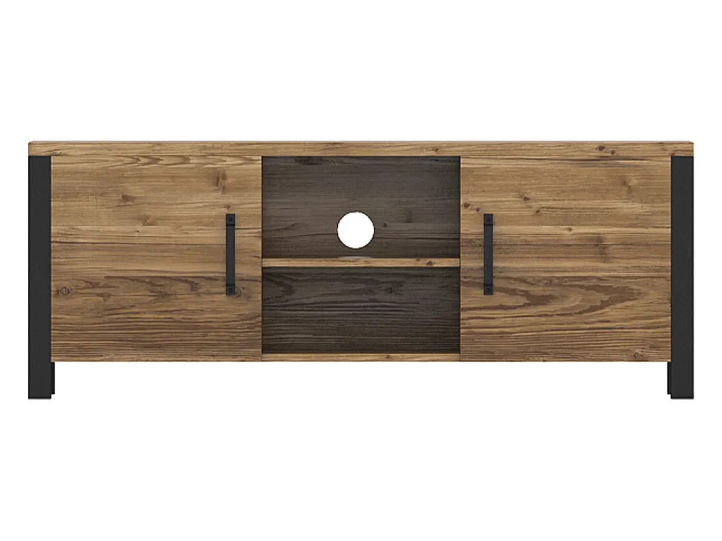 Móvel TV 2 portas Lyam madeira e preto 147cm