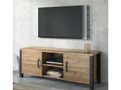 Móvel TV 2 portas Lyam madeira e preto 147cm