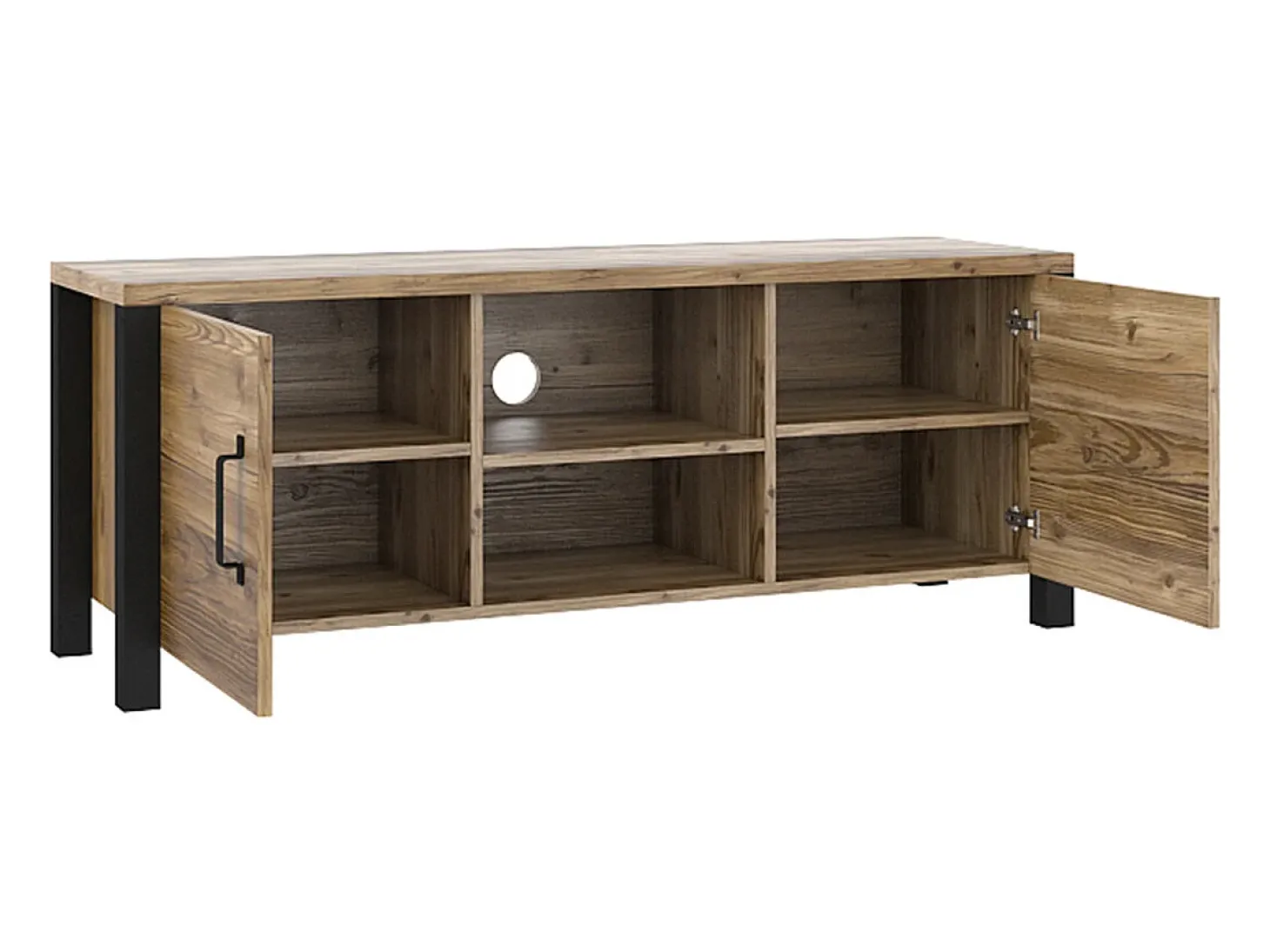 Móvel TV 2 portas Lyam madeira e preto 147cm
