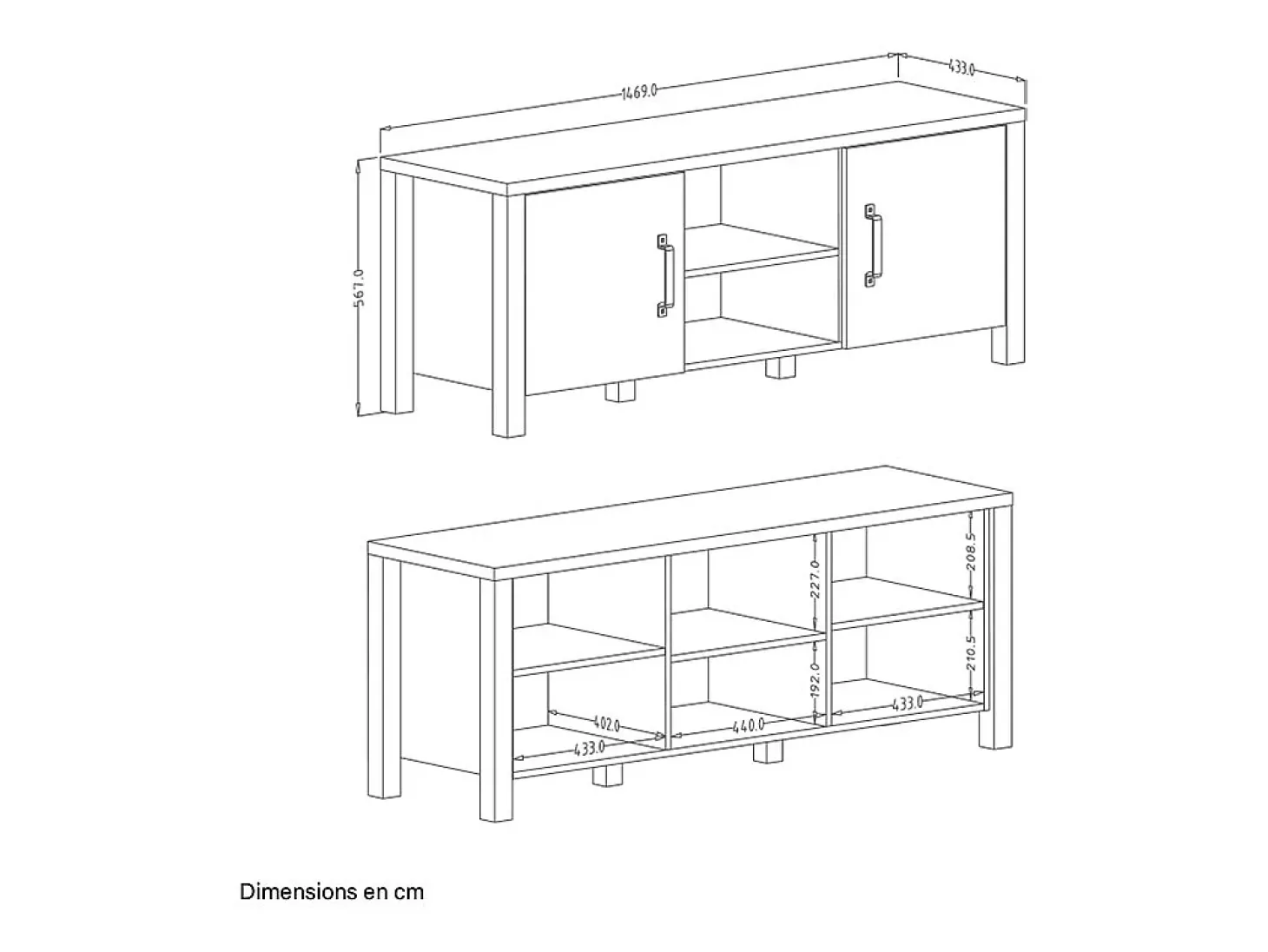 Móvel TV 2 portas Lyam madeira e preto 147cm