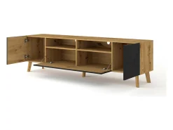 Móvel TV 3 portas Nexa madeira e preto 195cm