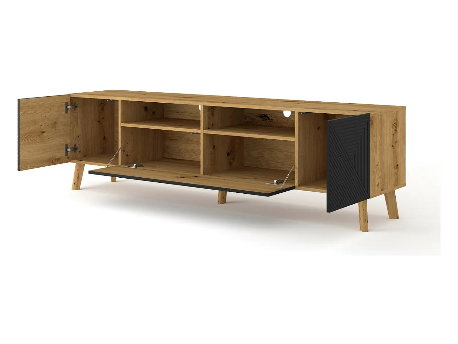 Móvel TV 3 portas Nexa madeira e preto 195cm