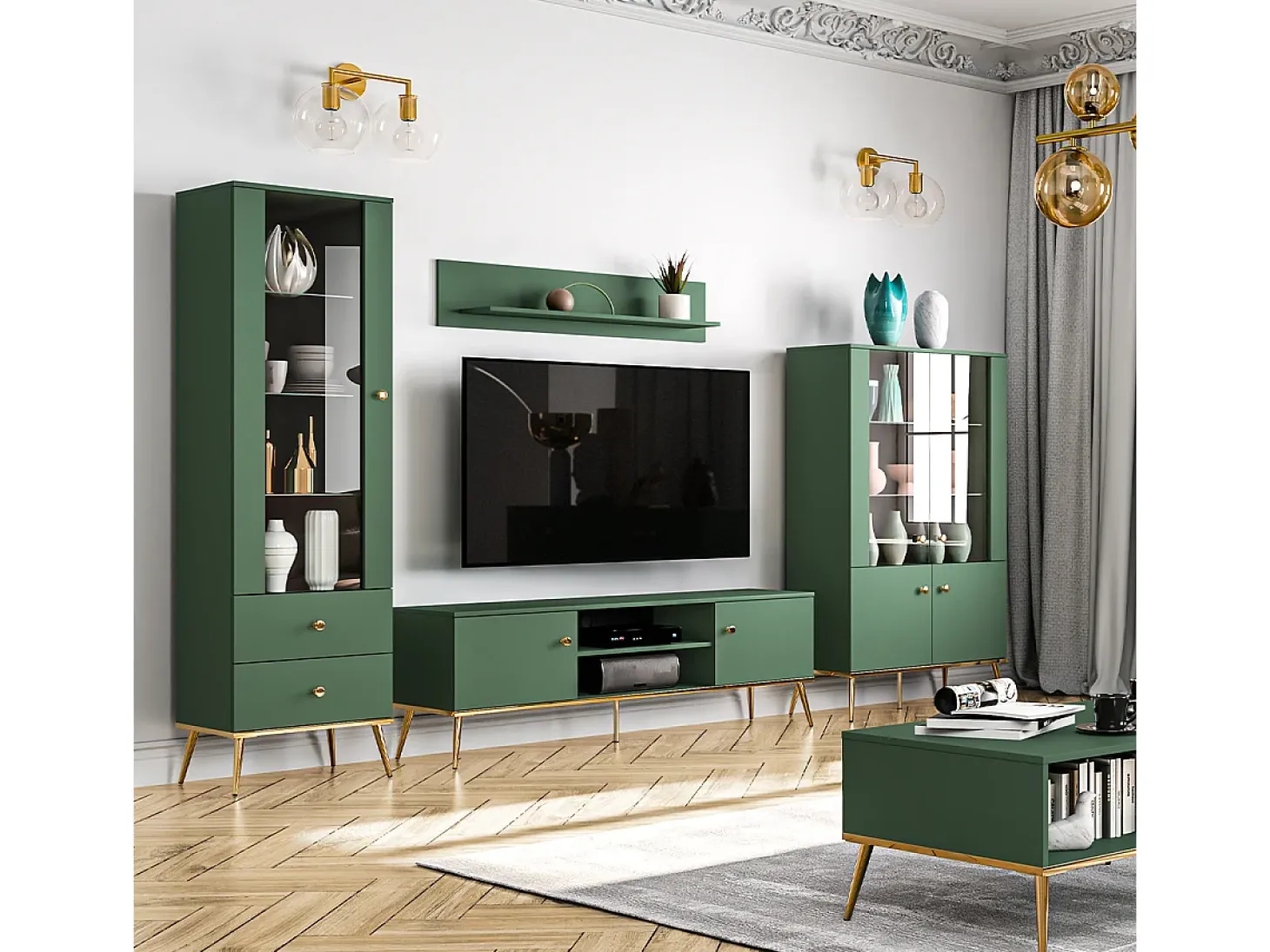 Móvel TV 2 portas Thalia verde 160cm