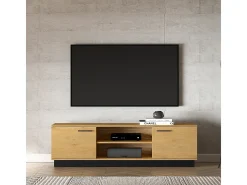 Móvel TV 2 portas Ysia madeira e preto 170cm