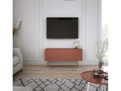 Móvel TV : Vermelho Tijolo, 100 x 52 x 32 cm, patas douradas