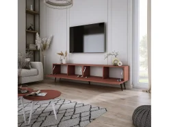 Móvel TV : Vermelho Tijolo, 170 x 52 x 32 cm, patas pretas